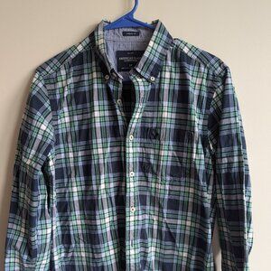 American Eagle Outfitters Blue Plaid Button Down Long sleeve Shirt Men's Sm EUC